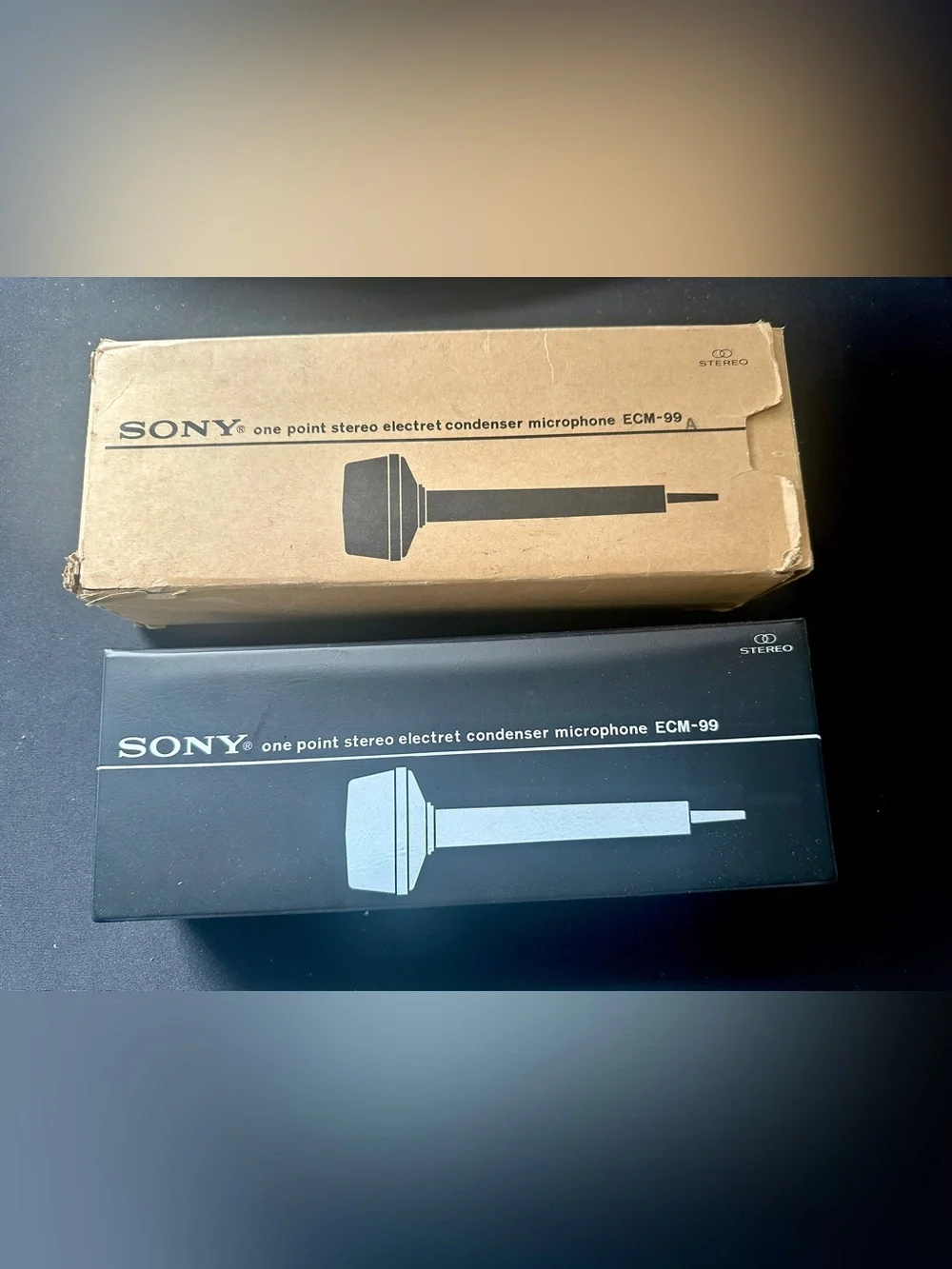 Vintage 1970s Sony ECM-99A Stereo Microphone 600 Ohm & Case NEW Old Stock Japan